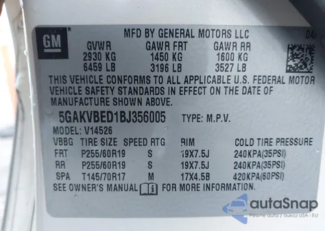 2011 Buick Enclave 1Xl from USA, damaged, VIN 5GAKVBED1BJ356005